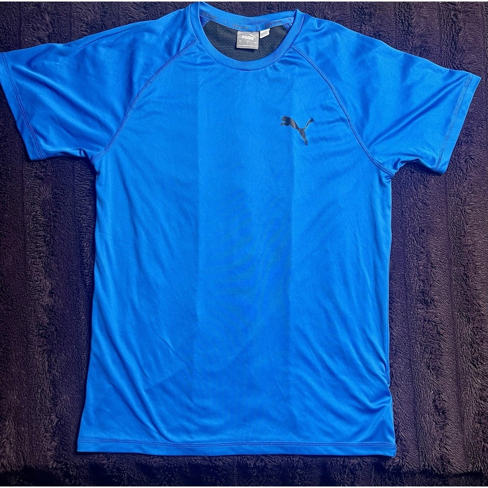Puma Blue Athletic Performance T Shirt Mens Large Dry Fit Activewear Gym
